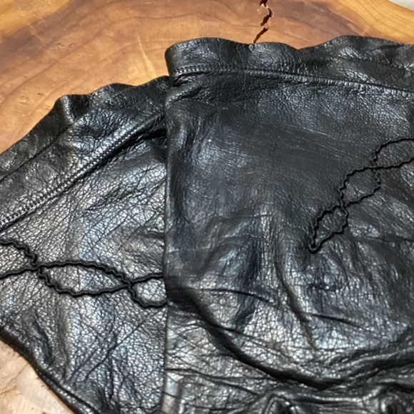 Black Leather gloves, VTG - Picture 5 of 9